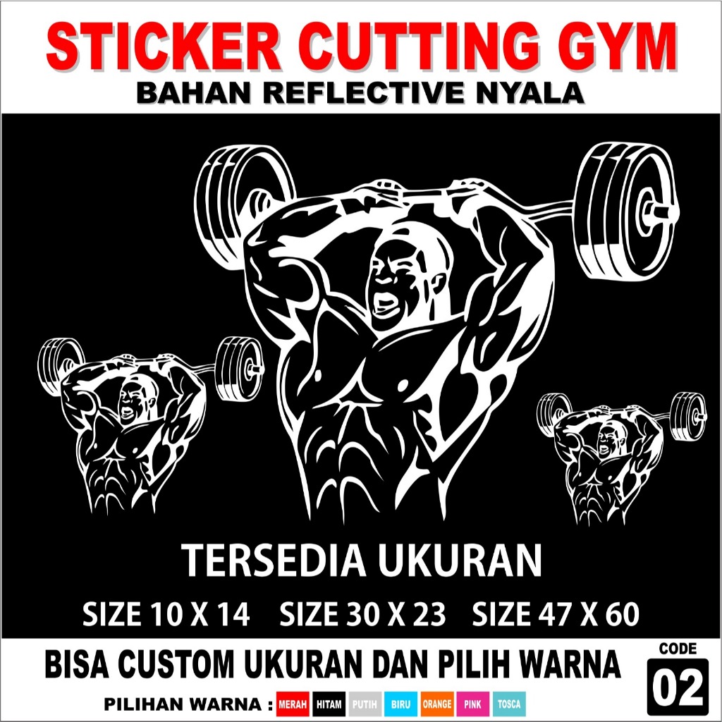 STICKER WALL CUTTING STICKER CUTTING DINDING GYM STICKER CUTTING KACA GYM BAHAN CUTTING REFLEKTIV NY