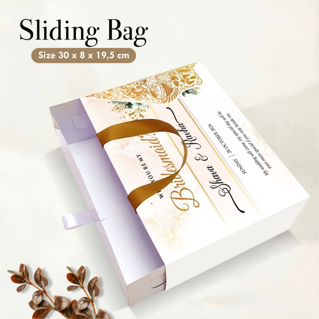 

SLIDING BAG PLUS PAPER BAG CUSTOM - TAS PAPER BAG PRAKTIS MURAH - SLIDING BOX BRIDESMAID LANDSCAPE