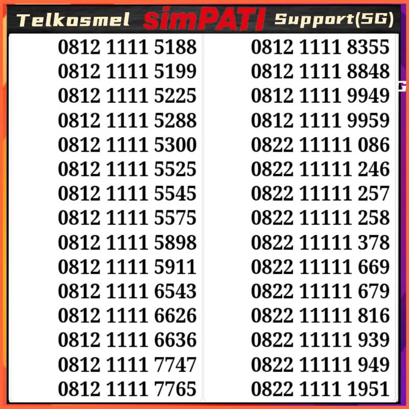 nomor cantik simpati seri 1111 rapih csntik