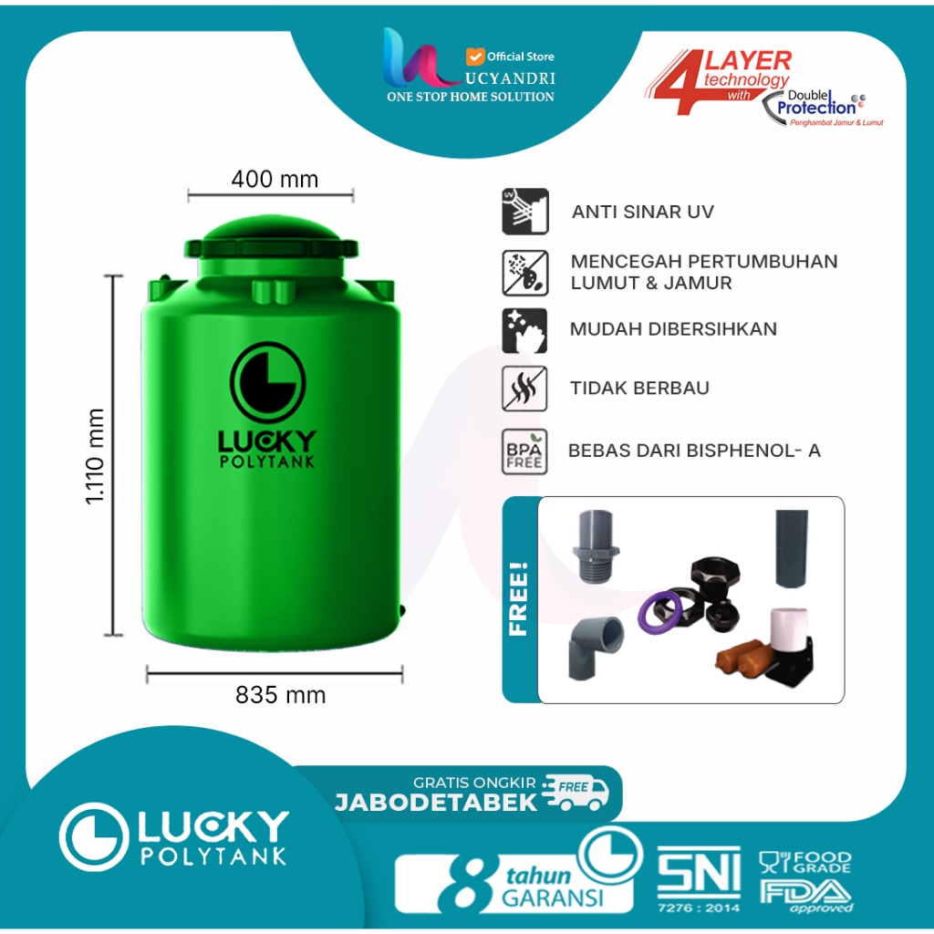 Tangki Air  Plastik  LS 55 500 Liter Polytank Lucky Standard/ Toren Air / Tandon Air