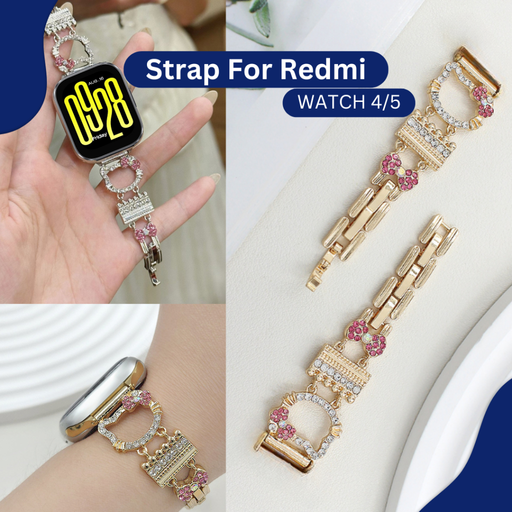 Hello Kitty Diamond Metal Strap for Redmi Watch 4 Redmi Watch 5 Redmi Watch 6 Xiaomi Band 8 Pro Xiao