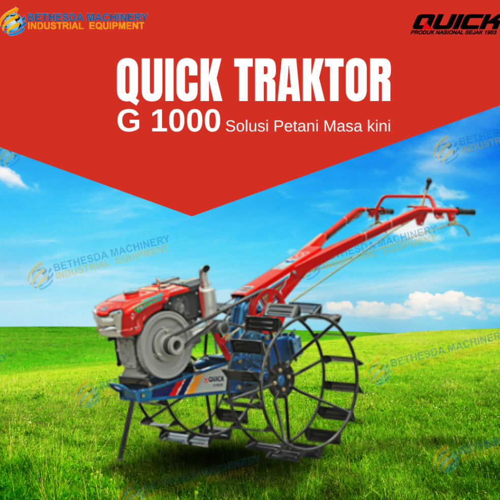 Mesin Bajak Sawah Quick G 1000 - Hand Traktor komplit Kubota RD 85 DI-1S