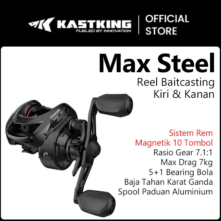 [100% ASLI] KASTKING Max Steel Baitcasting Reel Pancing Long Casting, Kumparan Paduan, Rasio Roda Gi
