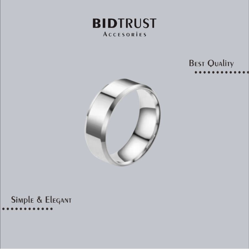 CINCIN TITANIUM SILVER POLOS STAINLESS • Grade Premium Asli Original Pria Wanita Cowok Cewek Unisex 