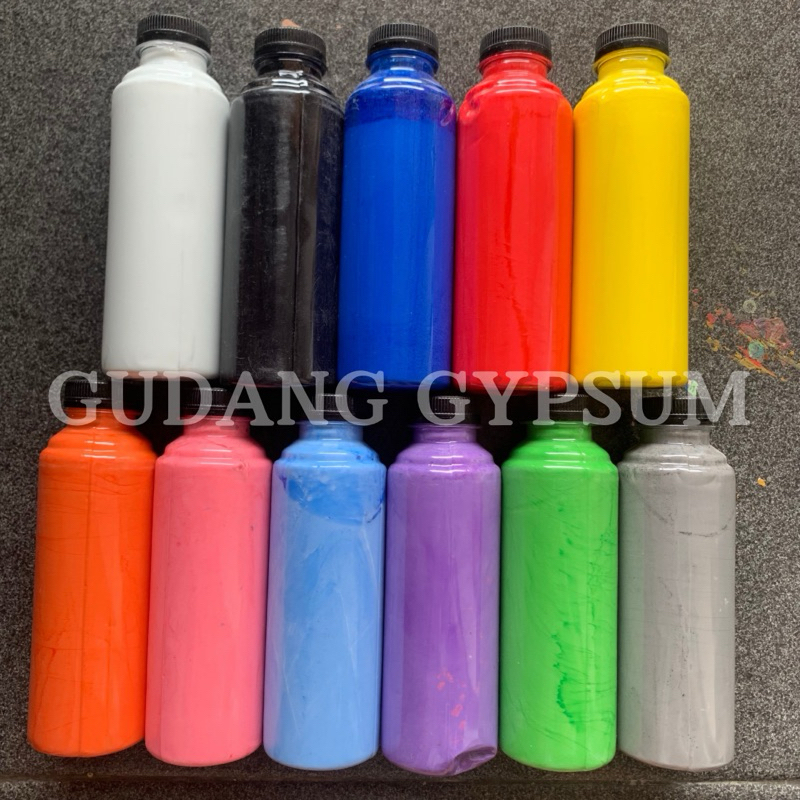 

250ml cat untuk mewarnai gypsum akrilik stereofoam kayu