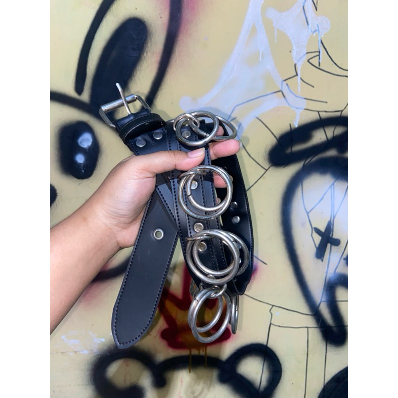 gesper ikat pinggang belt double ring punk besi asli gesper preloved