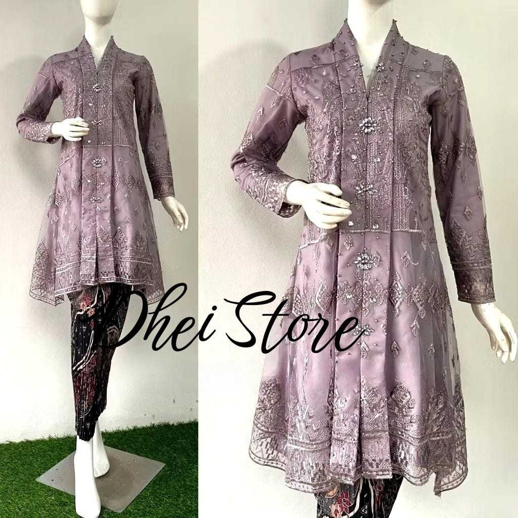 TERLARIS Kebaya Kartini / Dress Kebaya Modern Elegan Bordir Payet / Kebaya Wisuda Tille Etnik NON