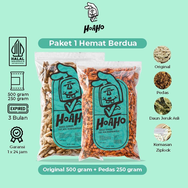 

HOAHO Basreng Stik Paket 1 Hemat Berdua Original Daun Jeruk 500 Gram - Pedas Daun Jeruk 250 Gram