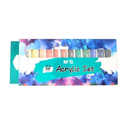 

M&G APLN6594 Cat Akrilik / Cat Acrylic Colour Paint Set 12 Warna Lukis Kanvas VTec Acrilyc Colour