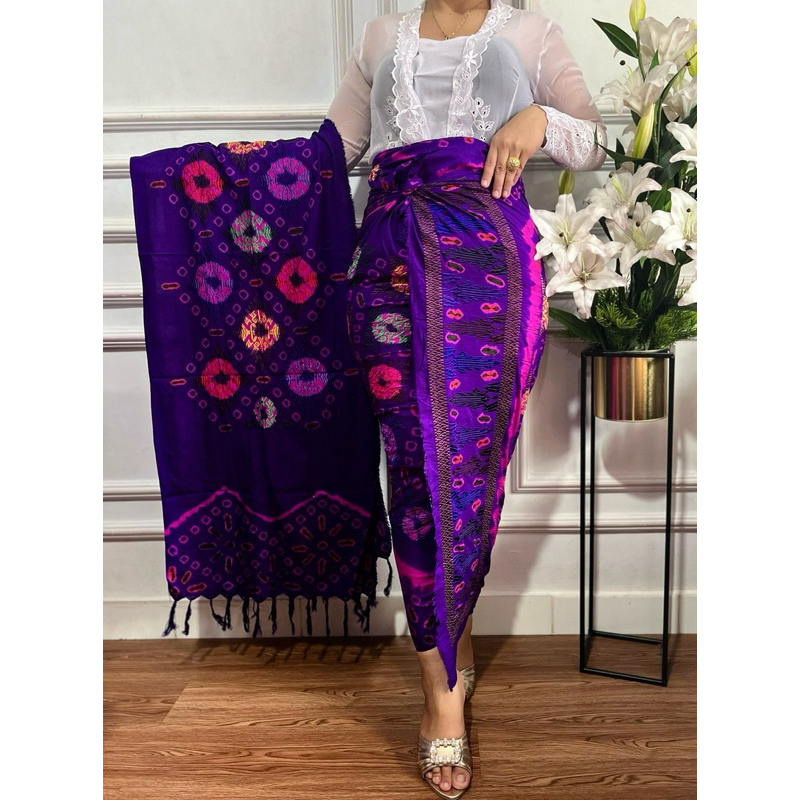 Sutra ORi jumputan cakra tumpal selendang besar || kamen sutra jumputan || kamen sutra jumputan cakr