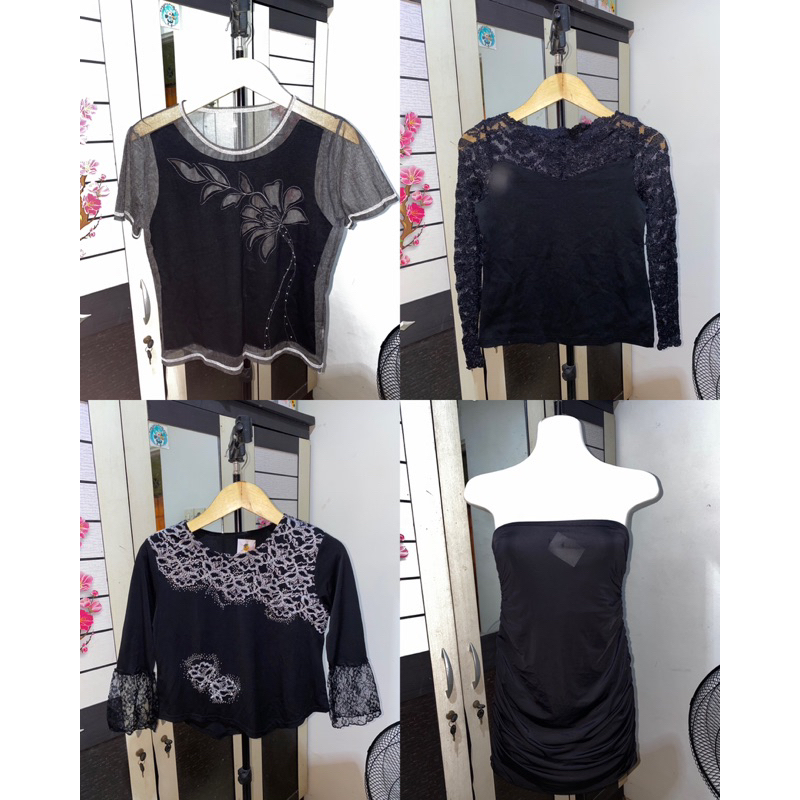 Blouse hitam black kemben dress sexy brukat renda baju atasan top wanita murah sale cantik