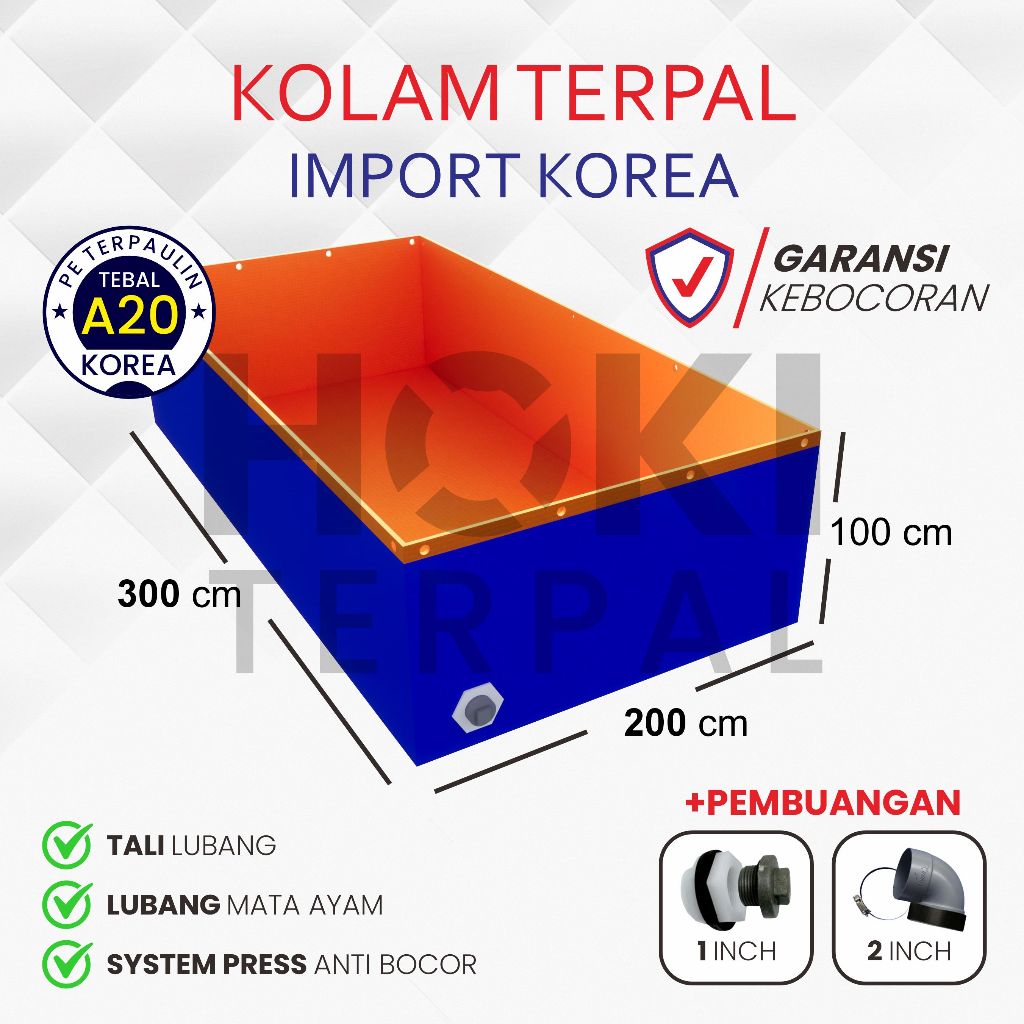 KOLAM TERPAL IKAN 300x200x100 - TERPAL KOLAM IKAN