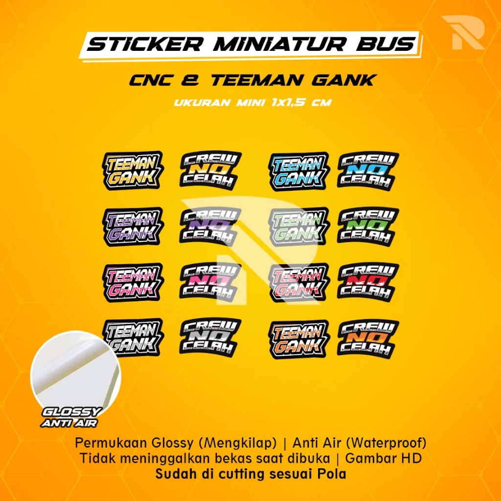 

Sticker Teeman Gank Sticker Miniatur Bus / Sticker Crew No Celah ukuran mini isi 2 Sticker