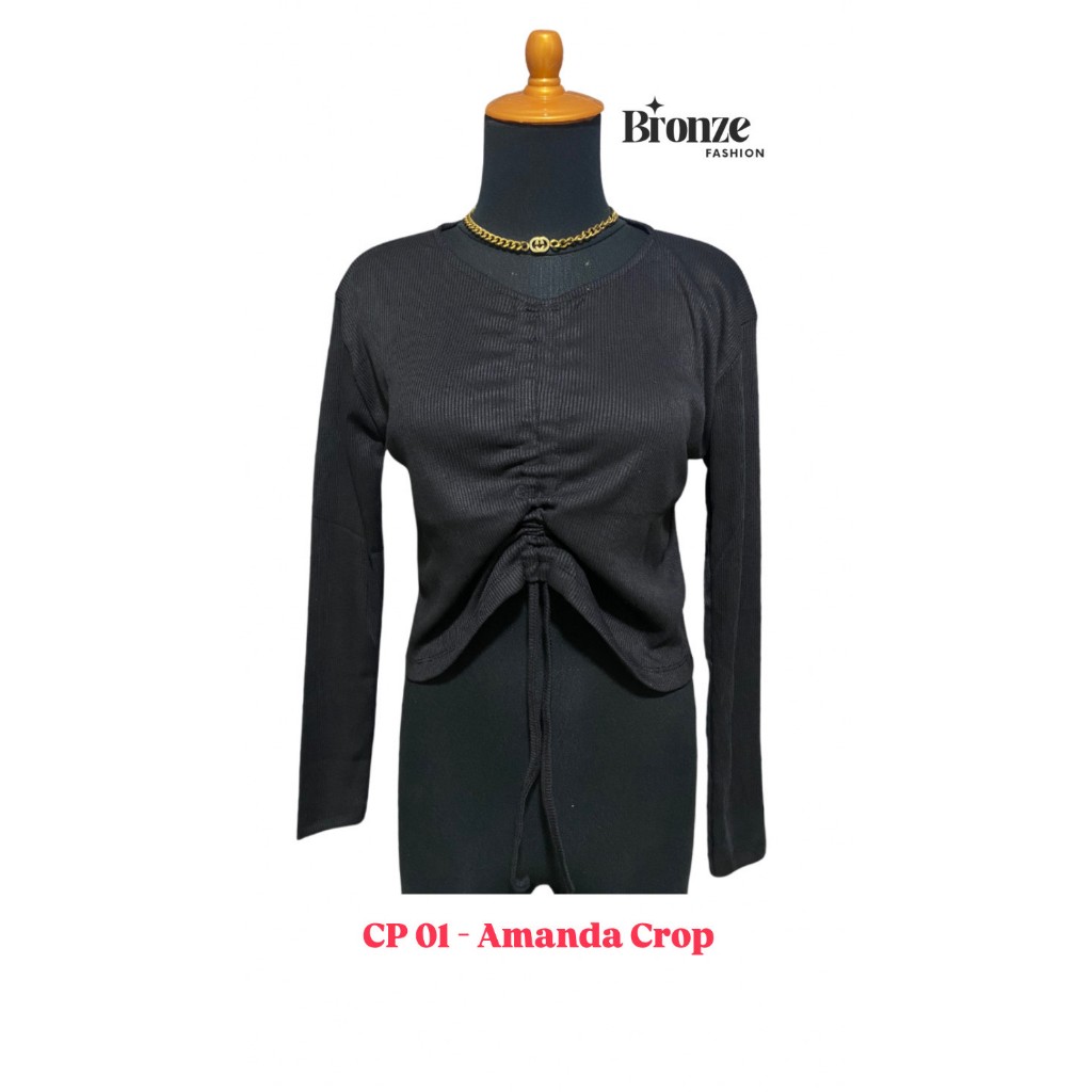 ATASAN CROP SERUT TENGAH LENGAN PANJANG - AMANDA COD