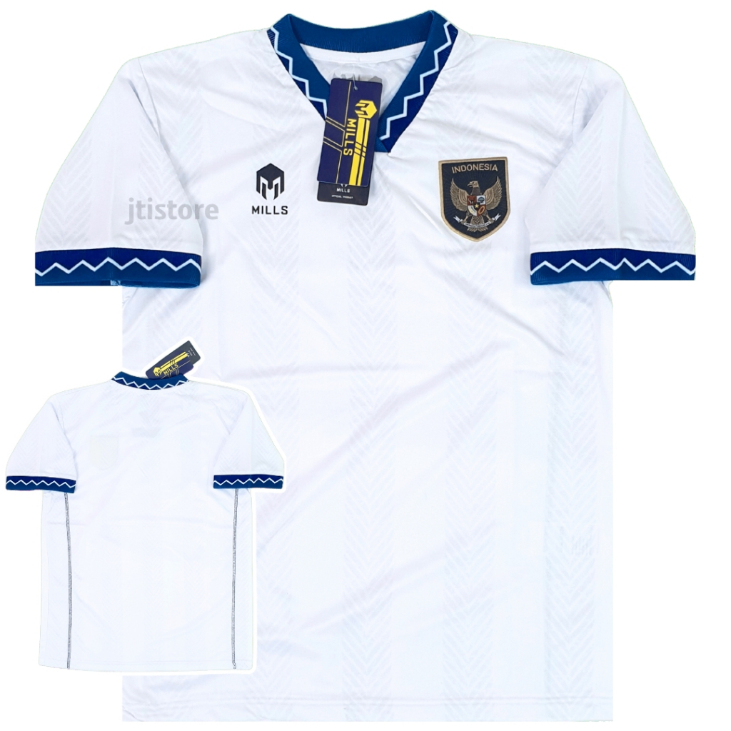 Jersey Timnas Indonesia Mills 2023 2024 Away Baju Bola Indo Putih Pria Wanita Dewasa Ori Ahmantap