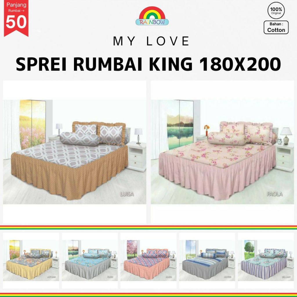 My Love - Sprei RUMBAI King (180x200) (Panjang rumbai 50 cm) Terlaris pilihan