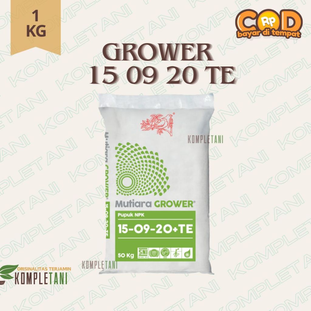 Pupuk NPK Mutiara Grower 15-09-20+Te Kmsn 1 Kg / NPK Grower 1 Kg Original Murah