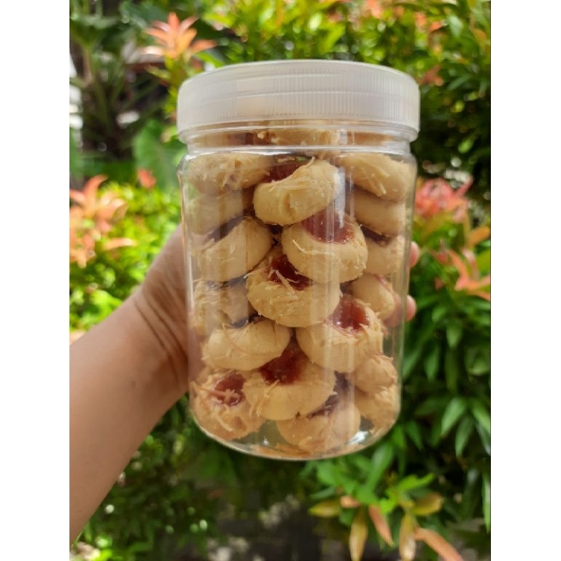 

Kue kering kuker thumbprint cheese strawberry nutella toples 800ml