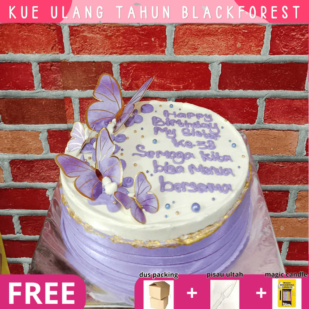 

Ssl09 Korean Cake/Kue Ulang Tahun/Birthday Cake/Blackforest/Kue Ultah/Kupu-Kupu