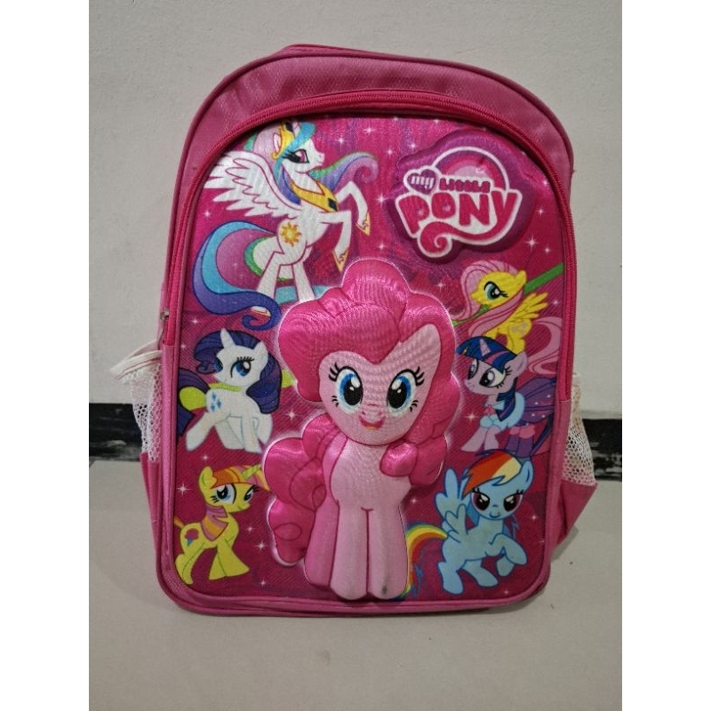 Tas Ransel Anak Sekolah Pony Pink 3D Embos Timbul Bekas Seken Second