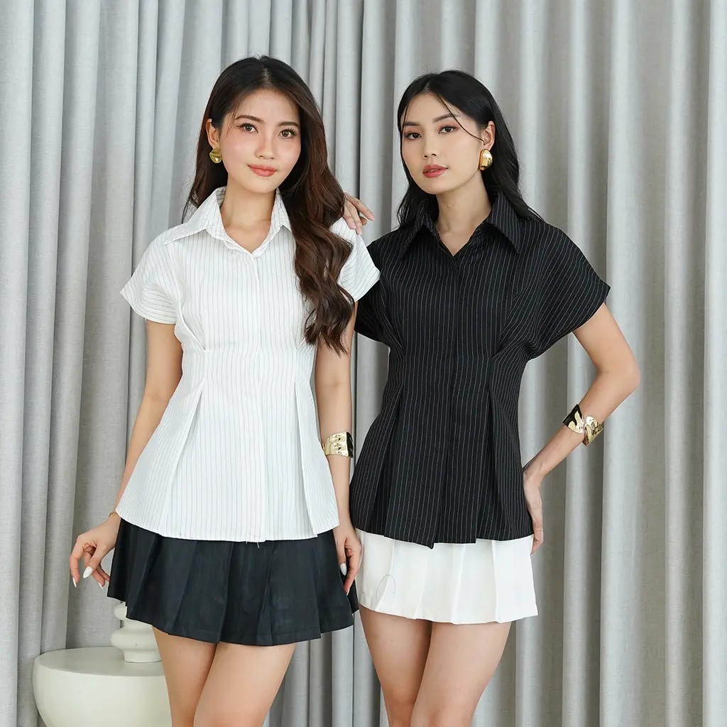 [FAST STORE_ID] Kemeja Wanita Stripe Semiwol Neva | fashion atasan wanita