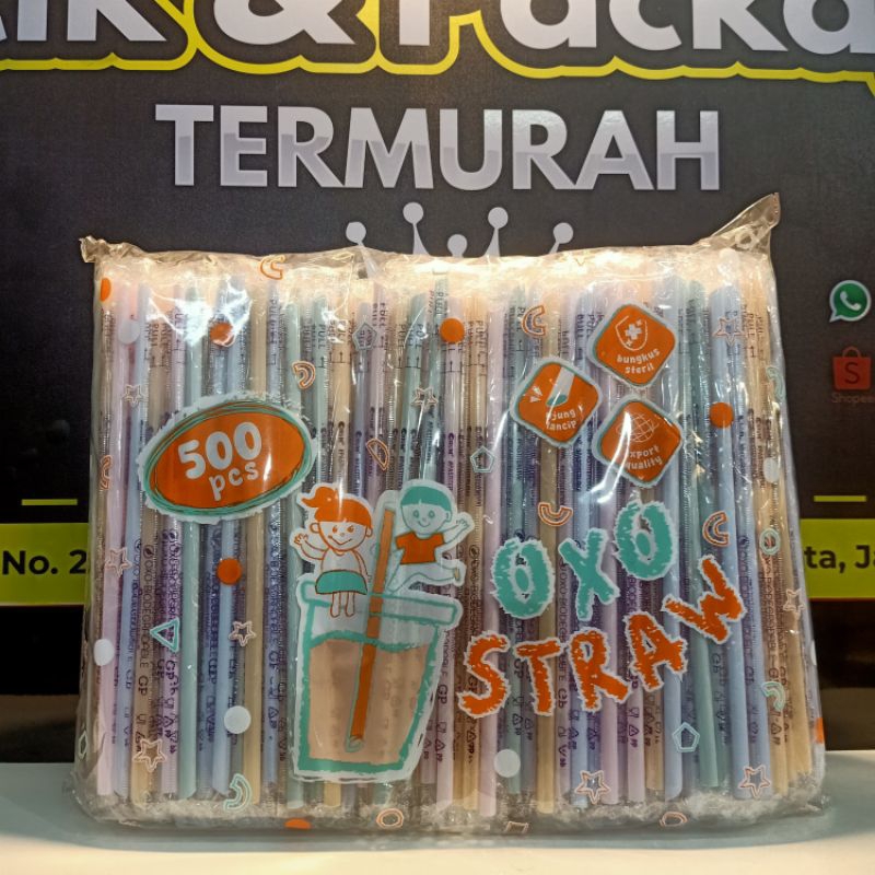 SEDOTAN PLASTIK STERIL 6mm STERIL OXO WARNA PASTEL // SEDOTAN WARNA WARNI // SEDOTAN ISI 500PCS