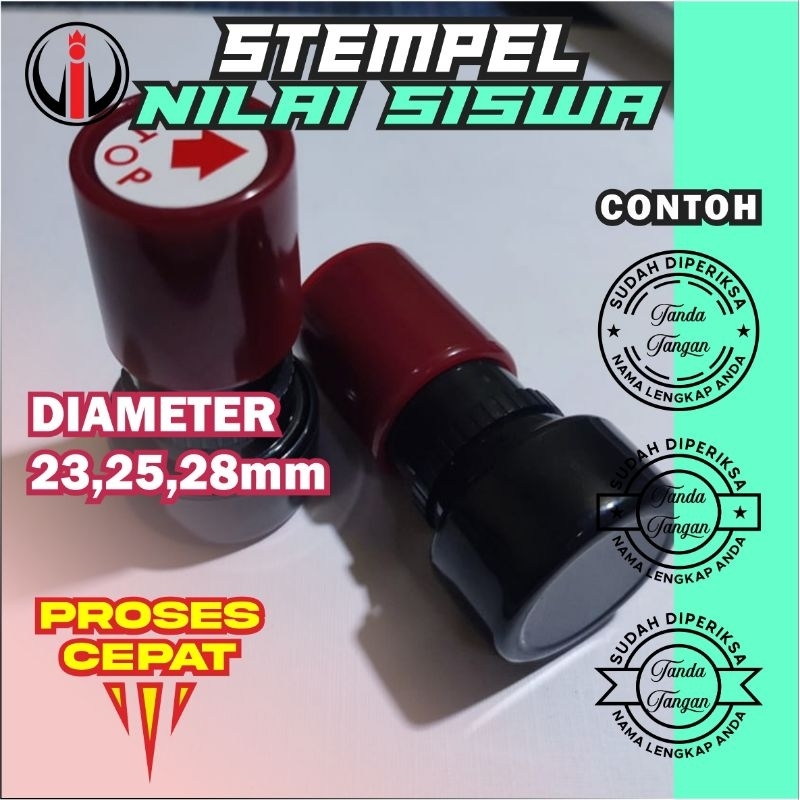 

stempel otomatis nilai siswa bulat ukuran 23 25 28 tanda tangan guru