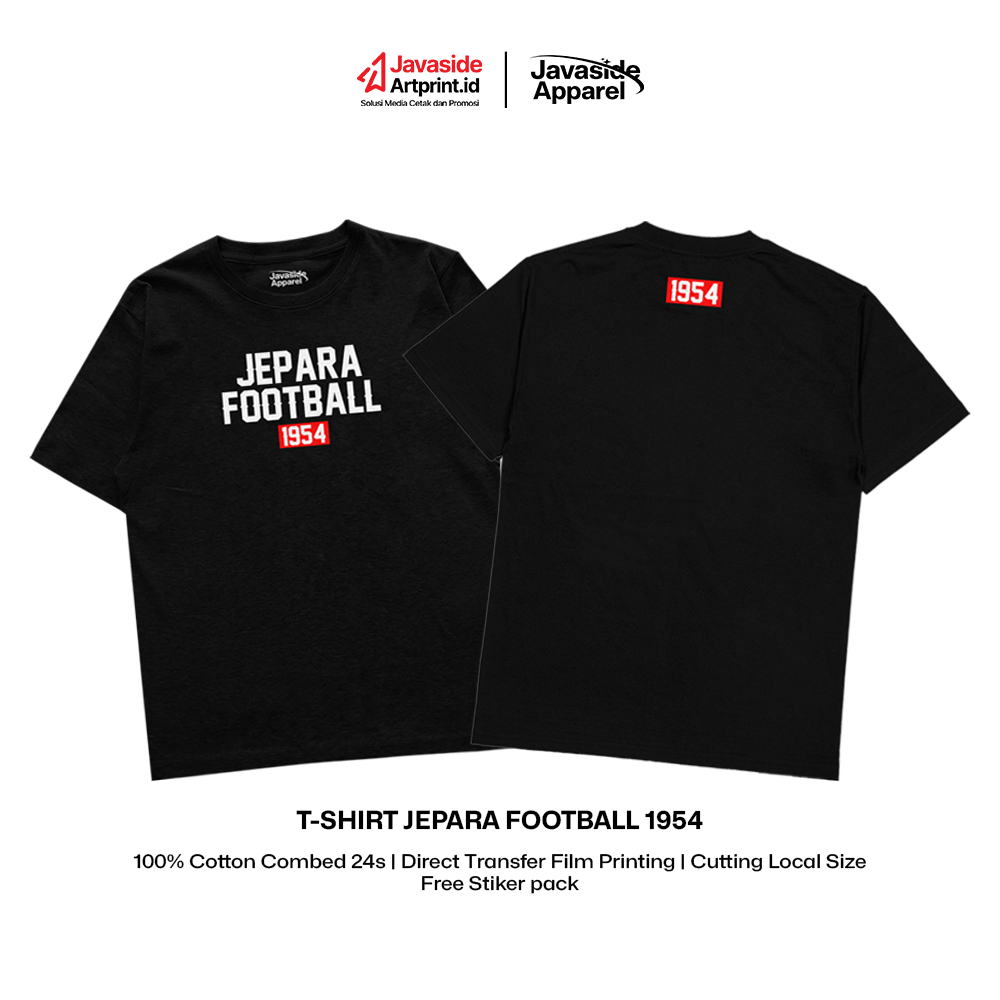 Kaos Jepara Football 1954 - Warna Hitam Lengan pendek - Casual Suporter
