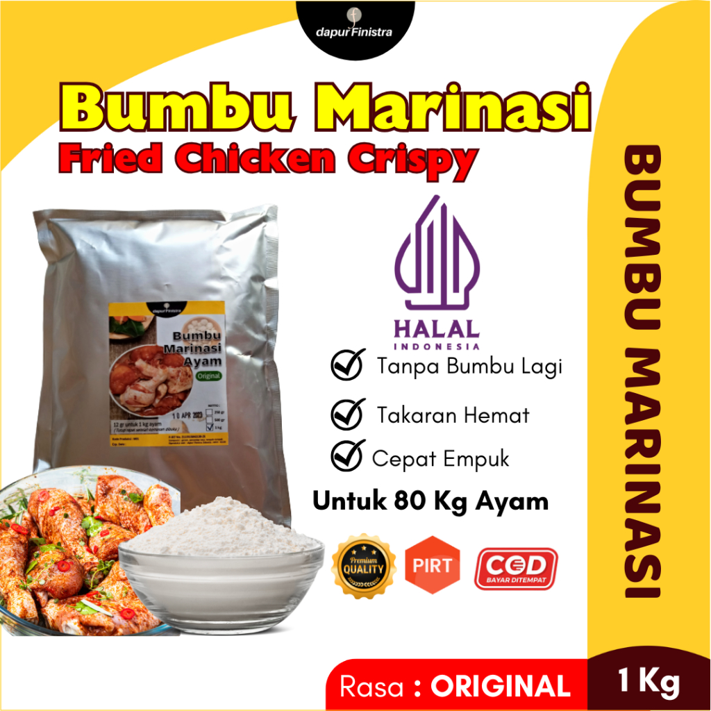 

Dapur Finistra Bumbu Marinasi Ayam Fried Chicken Crispy Premium 1Kg Rasa Original