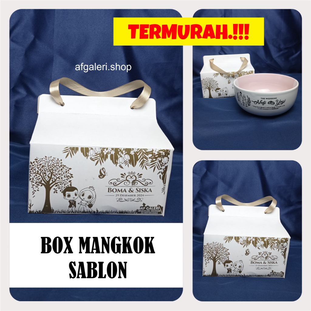

(Sablon) Box mangkok twotone duplex 310Gr 15x15x8 ( Box mangkok keramik Sablon)