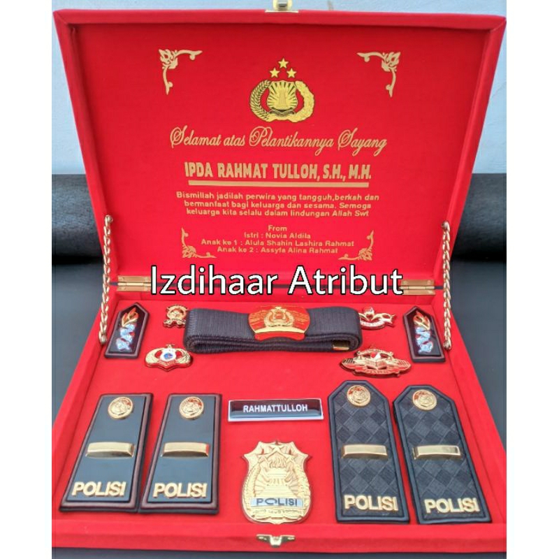 PANGKAT POLISI IPDA PDH PDU SET BOX CUSTOM UCAPAN PANGKAT SATU SET BOX PERLENGKAPAN POLRI