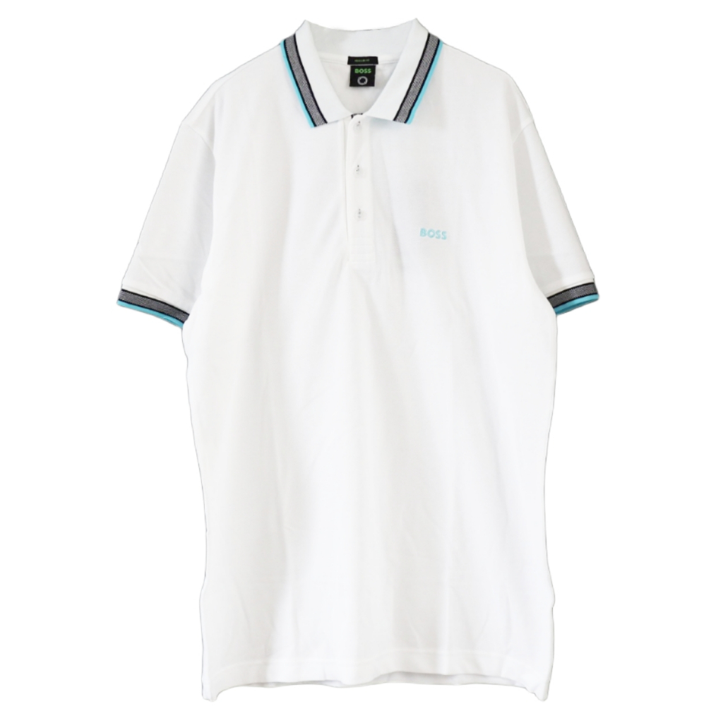 Paddy Contrast White Blue Polo / Kaos Polo Branded Original