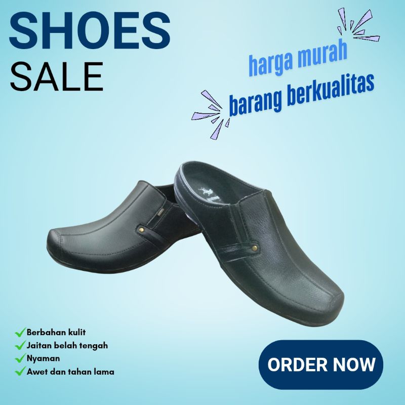 Kickers | sepatu selop pria bahan kulit mata itik