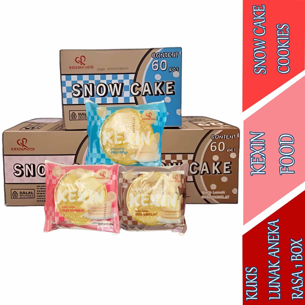 

Snow Cake Cookies - Snow Cake Kexin - Kukis Lunak Aneka Varian Rasa - 1Box Isi 60pcs