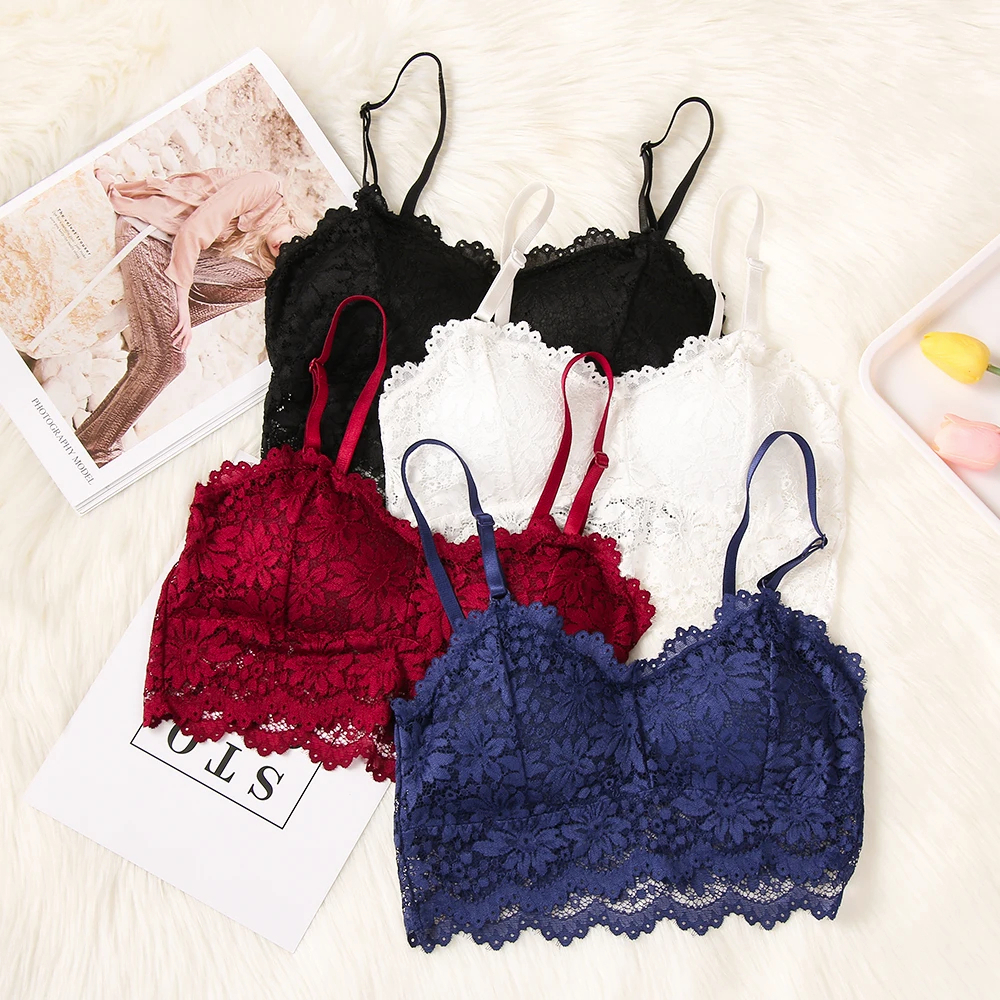 Sport Bra Putih - Bra Brukat -  Bra Wanita busa tanpa kawat - bh impor Crop Top