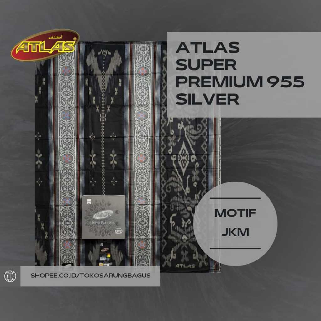 Sarung Atlas Super Premium 955 Silver JKM Warna Hitam