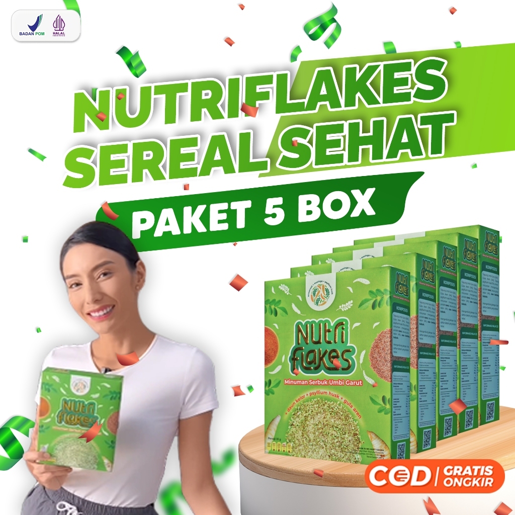 

[PAKET 5 BOX] Nutriflakes - Sereal Umbi Garut untuk atasi Asam Lambung, Gerd dan Maag ORIGINAL