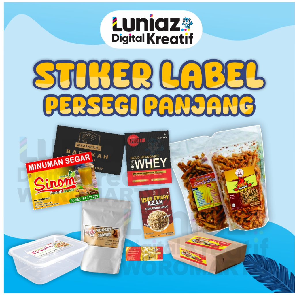 

CETAK STIKER LABEL KEMASAN PERSEGI PANJANG | LABEL MAKANAN BOX THINWALL TOPLES MIKA | TERPOTONG 6cm