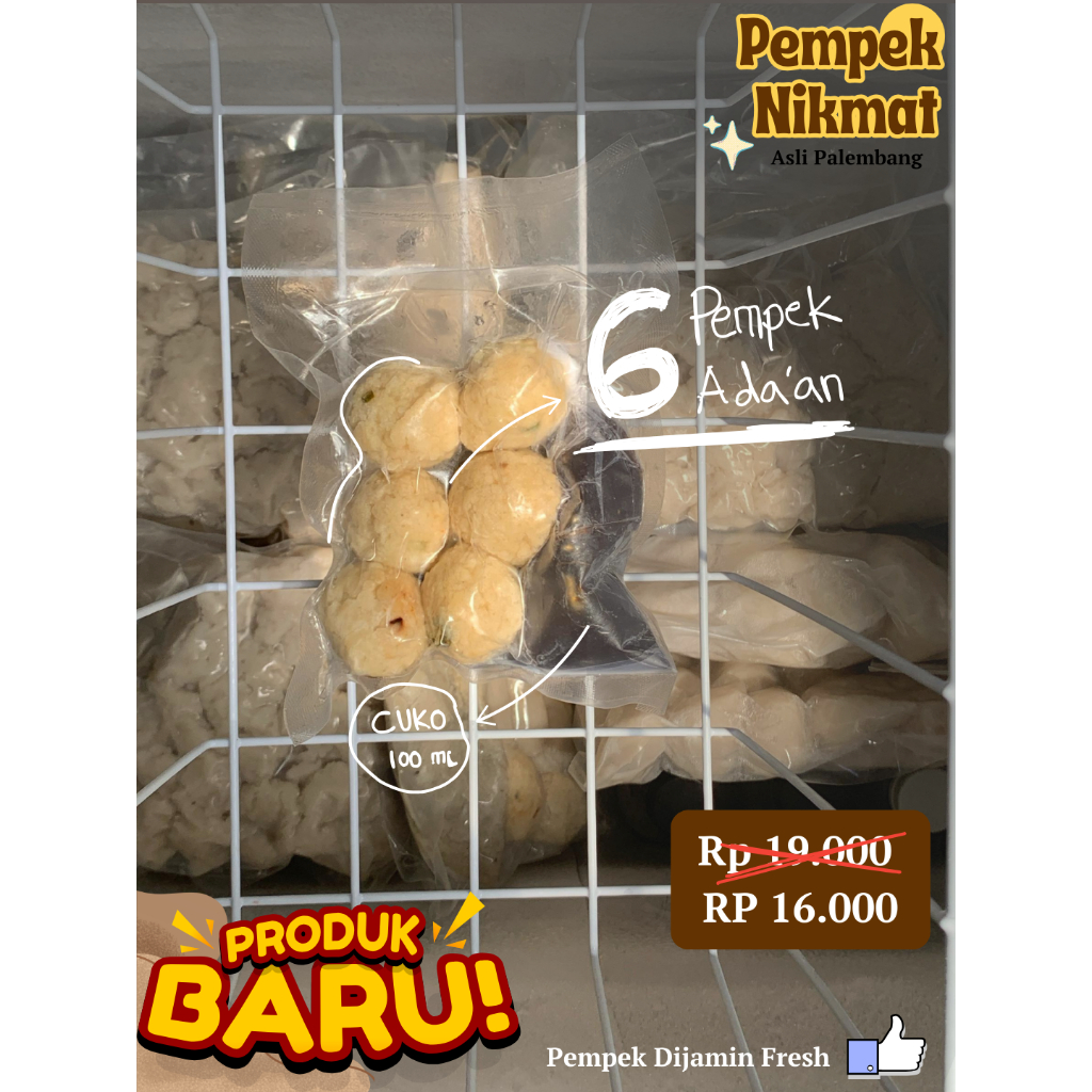 

6 Pempek Adaan + cuko 100 ml - Asli Palembang [Pempek NikMat]