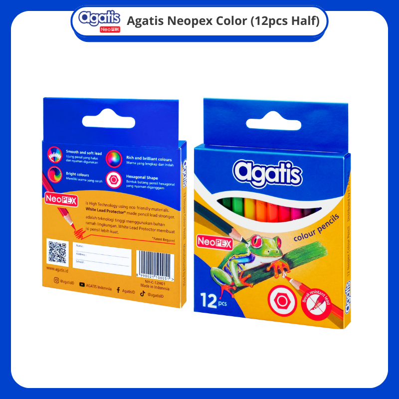 

Pensil Warna Colour Pencils 12 Warna Pendek NeoPEX Agatis