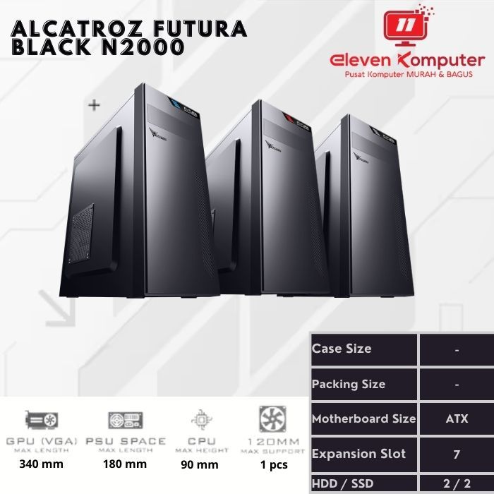 Casing PC Office / PC Case Alcatroz Futura Black N2000 - Include PSU no Free Fan