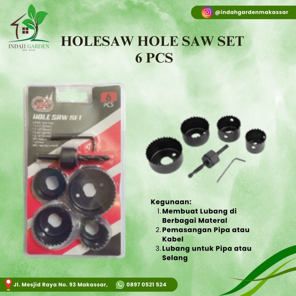 Holesaw Hole Saw Set 6 Pcs Hidroponik Mata Bor Pelubang PVC Set 6pcs Hole saw Set Kit Pelubang Kayu