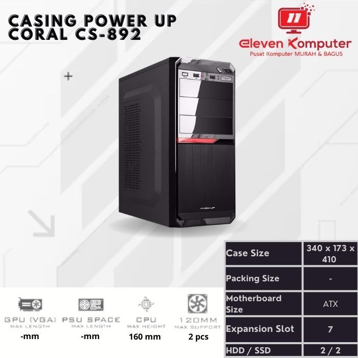 Casing PC Office / PC Case Power Up Coral CS-892 - Include PSU