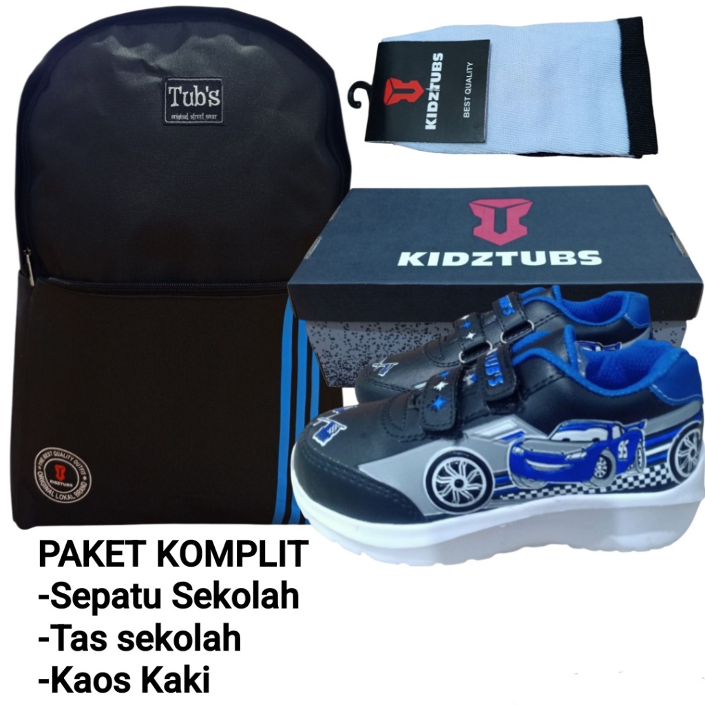 KIDZTUBS Sepatu Sekolah Anak Paket Komplit Sepatu Sekolah + Tas Sekolah + Kaos Kaki TUBS1422040525