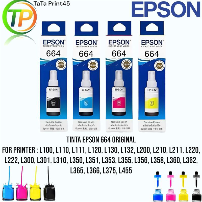 TINTA PRINTER EPSON 664 ORIGINAL FOR EPSON L110 L120 L210