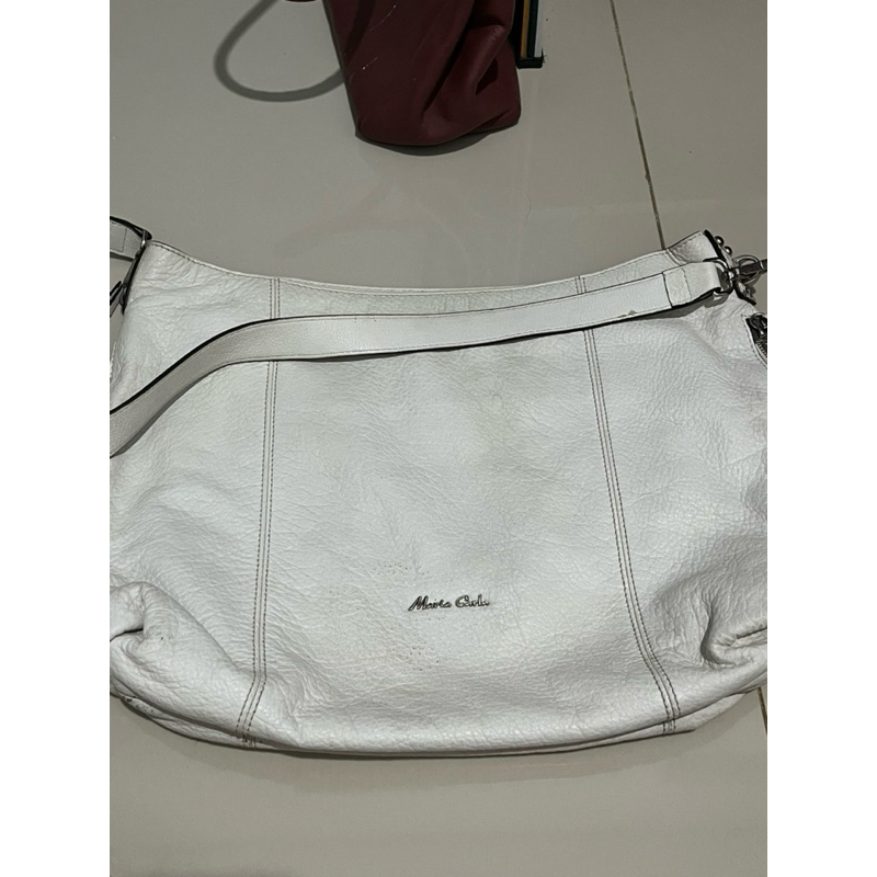 Preloved tas brand merk maria carla putih handbag shoulderbag kulit leather