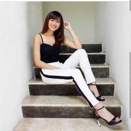 Lavender - Scuba Side Stripe Pants CELANA SCUBA LIST PUTIH