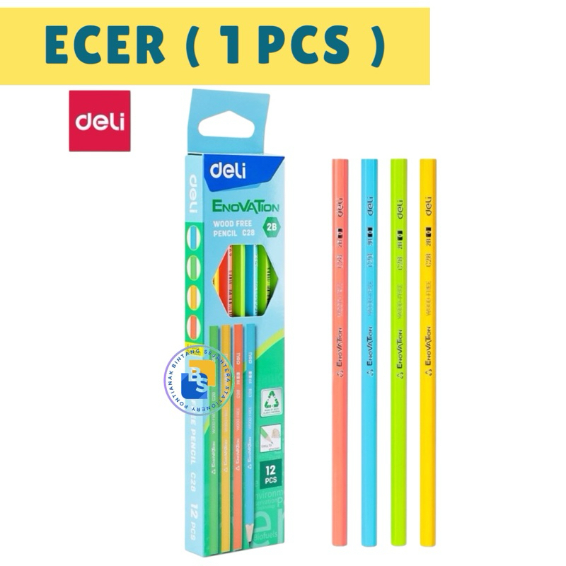

DELI Wood Free Pencil / Pensil 2B C28 - 1 Pcs