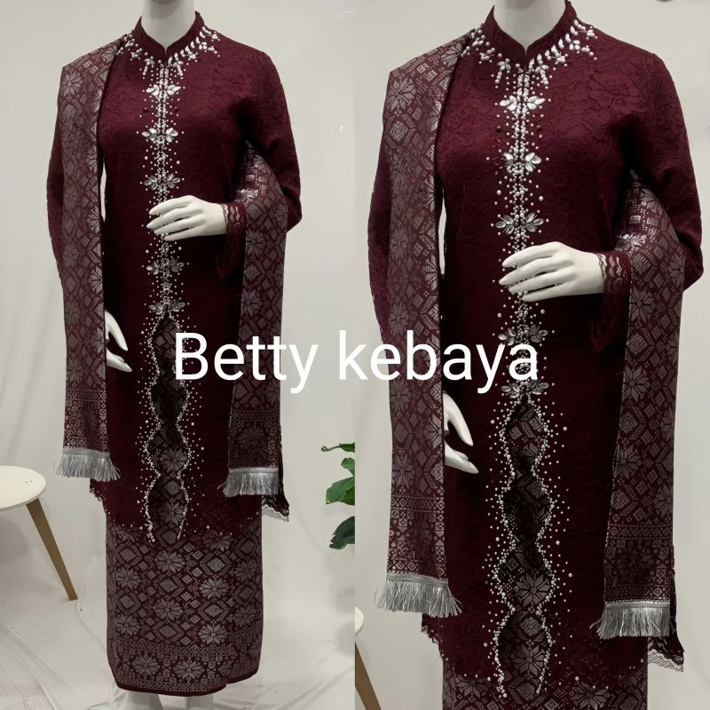 Betty kebaya free hijab set kebaya melinda bahan brokat premium / kebaya payet / kebaya wisuda / keb