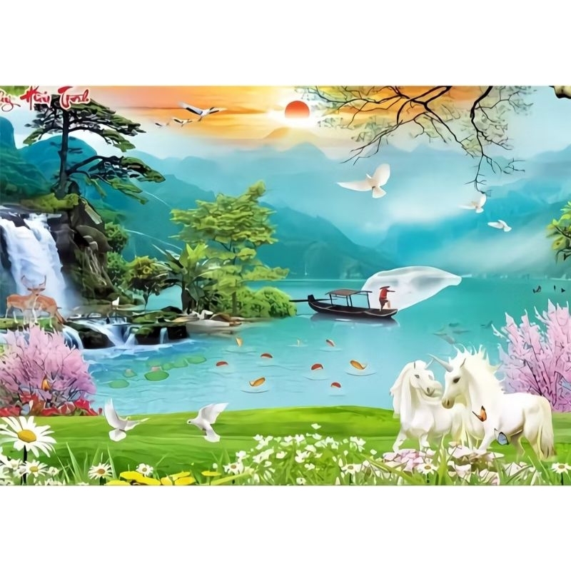 Poster cetak jumbo, pemandangan alam, Hiasan dinding, pemandangan alam, macam ukuran